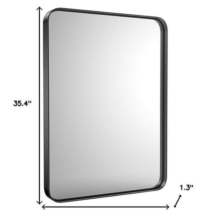 35" Black Metal Floating Framed Bathroom Vanity Mirror HomeRoots