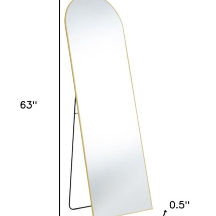 63" Gold Metal Arch Freestanding and Wall Mount Framed Full Length Mirror