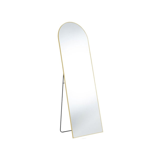63" Gold Metal Arch Freestanding and Wall Mount Framed Full Length Mirror