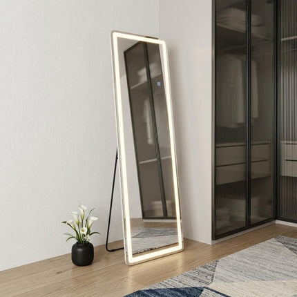 60" Clear Lighted Freestanding and Wall Mount Frameless Full Length Mirror HomeRoots