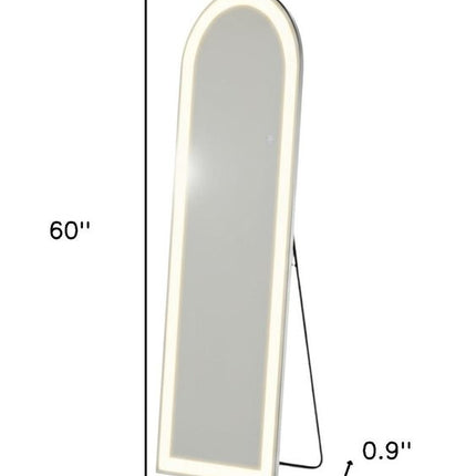 60" Clear Arch Lighted Freestanding and Wall Mount Frameless Full Length Mirror