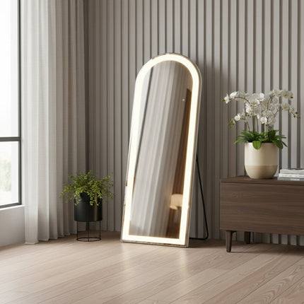 71" Clear Arch Lighted Freestanding and Wall Mount Frameless Full Length Mirror HomeRoots