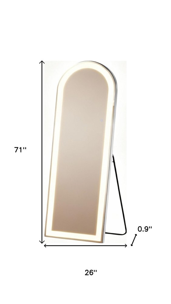 71" Clear Arch Lighted Freestanding and Wall Mount Frameless Full Length Mirror HomeRoots