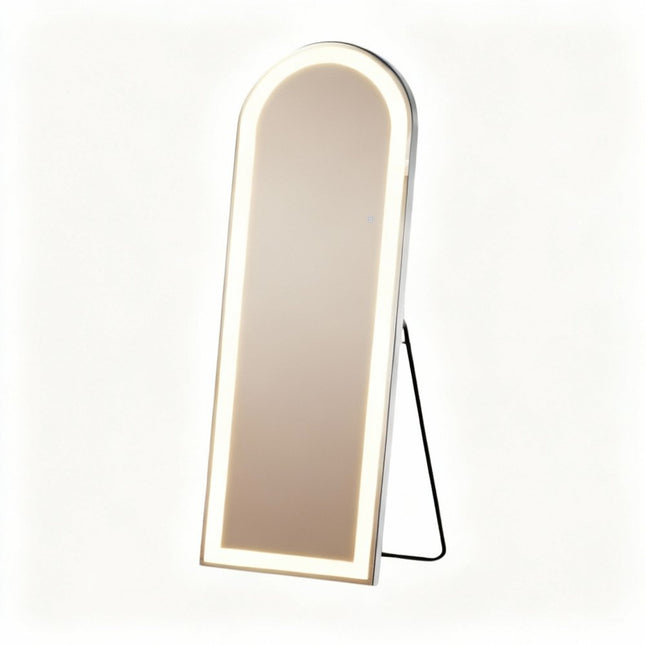 71" Clear Arch Lighted Freestanding and Wall Mount Frameless Full Length Mirror HomeRoots