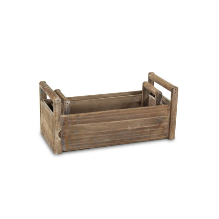 Set of Two Brown Wood 200 Ounce Rectangular Distressed Planter Boxes HomeRoots
