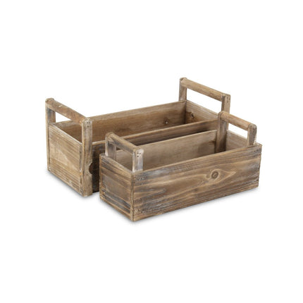 Set of Two Brown Wood 200 Ounce Rectangular Distressed Planter Boxes HomeRoots