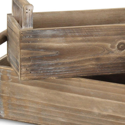 Set of Two Brown Wood 200 Ounce Rectangular Distressed Planter Boxes HomeRoots
