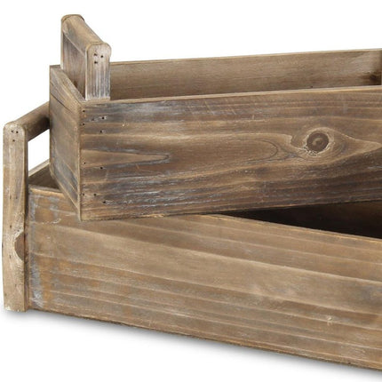 Set of Two Brown Wood 200 Ounce Rectangular Distressed Planter Boxes HomeRoots