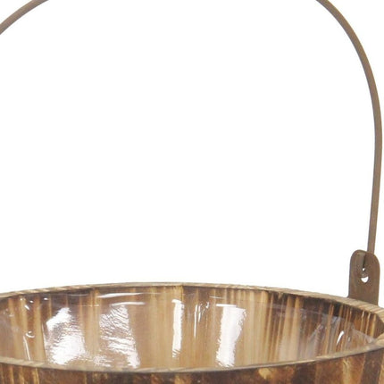 Brown Wood 100 Ounce Round Distressed Bucket Planter HomeRoots
