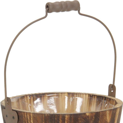 Brown Wood 100 Ounce Round Distressed Bucket Planter HomeRoots