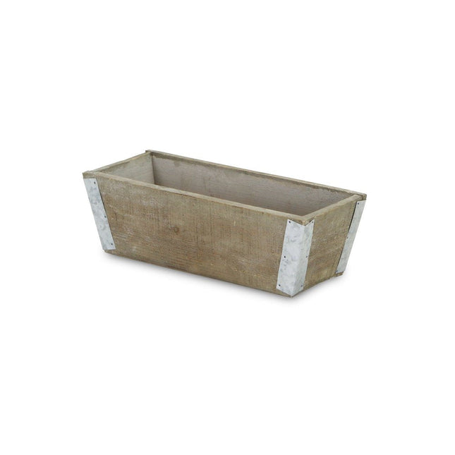 Natural And Silver Metal And Wood 90 Ounce Rectangular Distressed Planter Box HomeRoots