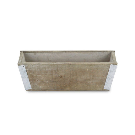 Natural And Silver Metal And Wood 90 Ounce Rectangular Distressed Planter Box HomeRoots