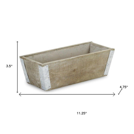 Natural And Silver Metal And Wood 90 Ounce Rectangular Distressed Planter Box HomeRoots