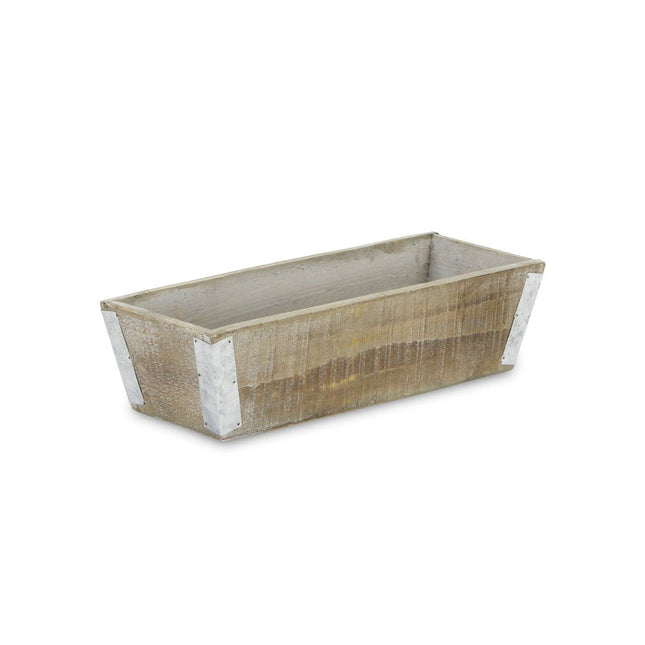Natural And Silver Metal And Wood 123 Ounce Rectangular Distressed Planter Box HomeRoots