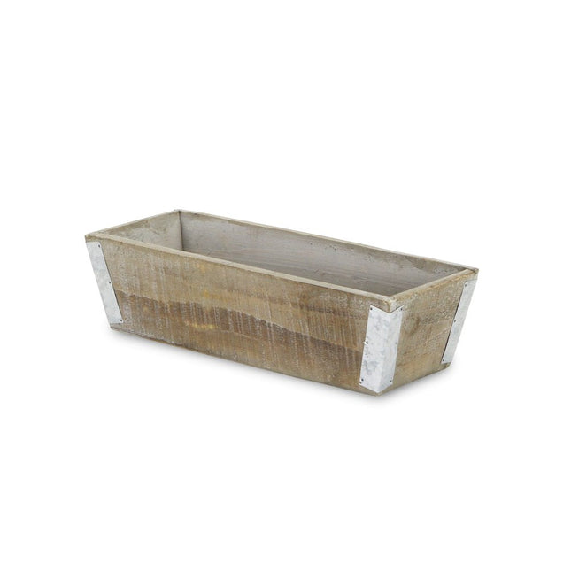 Natural And Silver Metal And Wood 123 Ounce Rectangular Distressed Planter Box HomeRoots