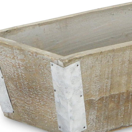 Natural And Silver Metal And Wood 123 Ounce Rectangular Distressed Planter Box HomeRoots