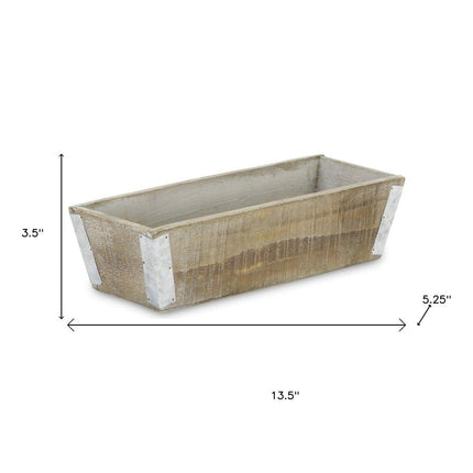 Natural And Silver Metal And Wood 123 Ounce Rectangular Distressed Planter Box HomeRoots