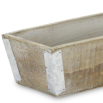 Natural And Silver Metal And Wood 123 Ounce Rectangular Distressed Planter Box HomeRoots