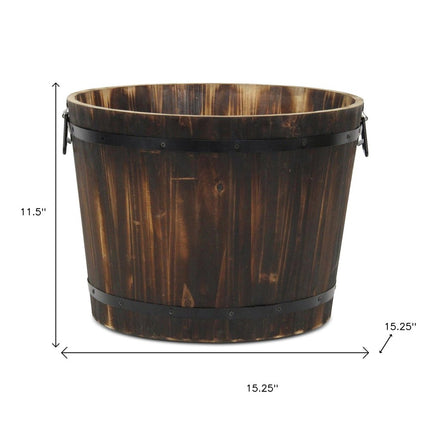 Brown Wood And Metal 1000 Ounce Round Distressed Planter Box HomeRoots