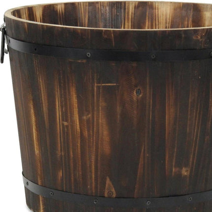 Brown Wood And Metal 1000 Ounce Round Distressed Planter Box HomeRoots