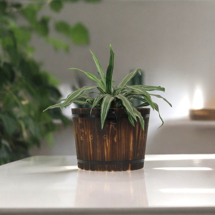Brown Wood And Metal 1000 Ounce Round Distressed Planter Box HomeRoots