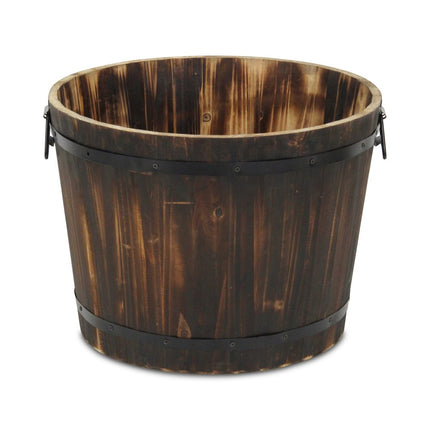 Brown Wood And Metal 1000 Ounce Round Distressed Planter Box HomeRoots
