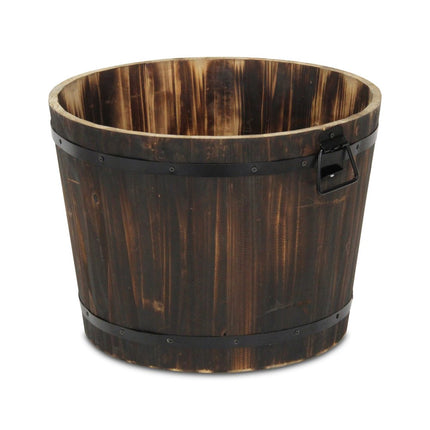 Brown Wood And Metal 1000 Ounce Round Distressed Planter Box HomeRoots