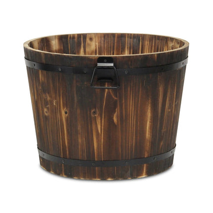 Brown Wood And Metal 1000 Ounce Round Distressed Planter Box HomeRoots