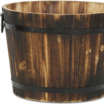 Brown Wood And Metal 800 Ounce Round Distressed Planter Box HomeRoots