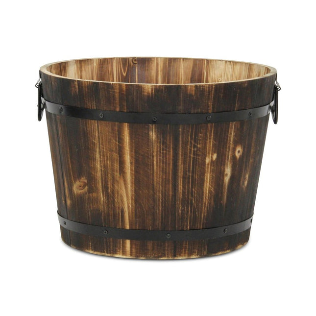 Brown Wood And Metal 800 Ounce Round Distressed Planter Box HomeRoots