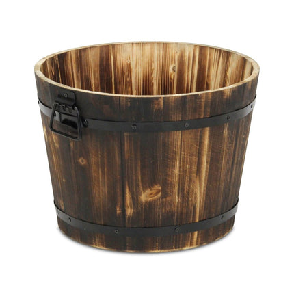 Brown Wood And Metal 800 Ounce Round Distressed Planter Box HomeRoots