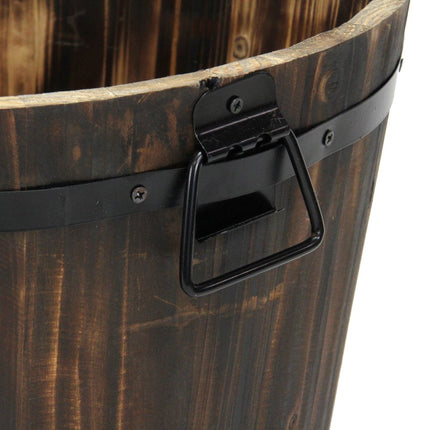 Brown Wood And Metal 800 Ounce Round Distressed Planter Box HomeRoots