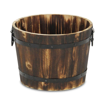 Brown Wood And Metal 400 Ounce Round Distressed Planter Box HomeRoots