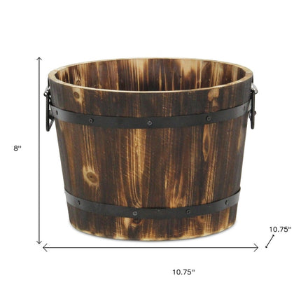 Brown Wood And Metal 400 Ounce Round Distressed Planter Box HomeRoots