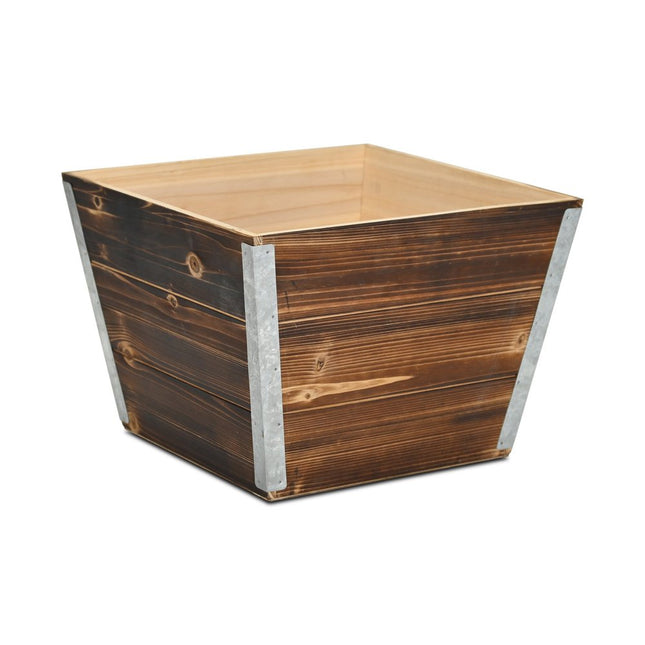 Natural And Silver Metal And Wood 1000 Ounce Square Distressed Planter Box HomeRoots