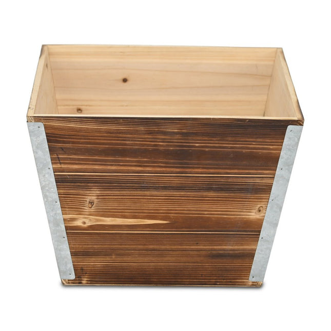Natural And Silver Metal And Wood 1000 Ounce Square Distressed Planter Box HomeRoots