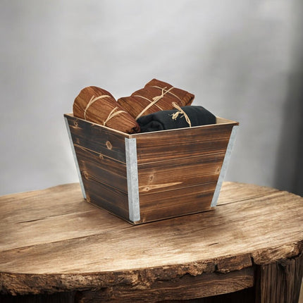 Natural And Silver Metal And Wood 1000 Ounce Square Distressed Planter Box HomeRoots