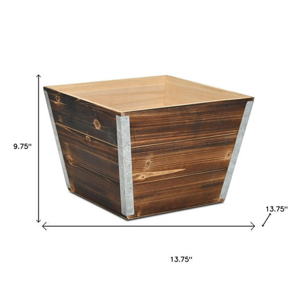 Natural And Silver Metal And Wood 1000 Ounce Square Distressed Planter Box HomeRoots