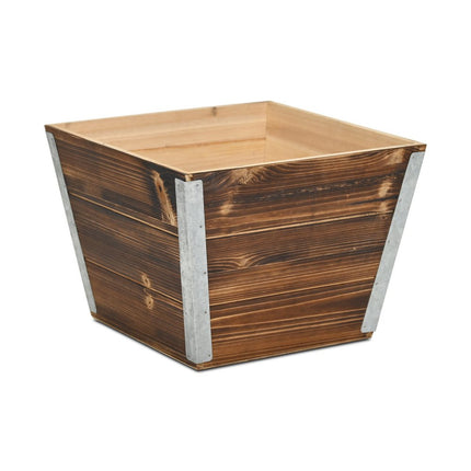 Brown Wood And Metal 600 Ounce Square Distressed Planter Box HomeRoots