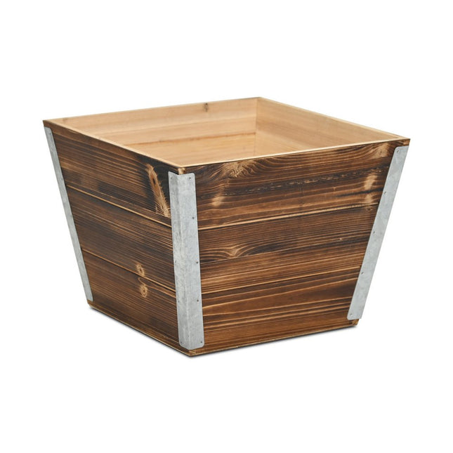 Brown Wood And Metal 600 Ounce Square Distressed Planter Box HomeRoots