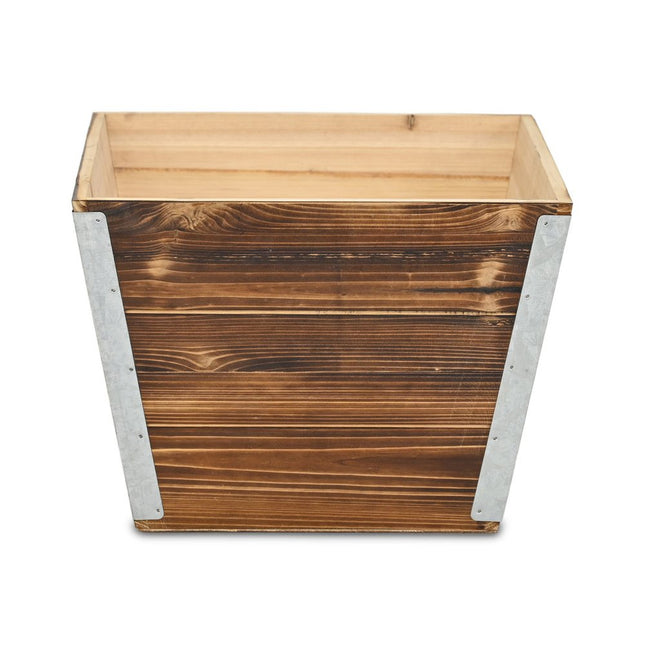 Brown Wood And Metal 600 Ounce Square Distressed Planter Box HomeRoots