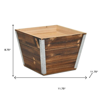 Brown Wood And Metal 600 Ounce Square Distressed Planter Box HomeRoots