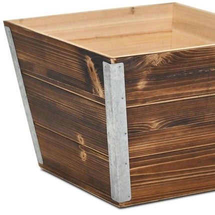 Brown Wood And Metal 600 Ounce Square Distressed Planter Box HomeRoots