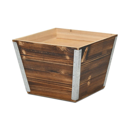 Brown Wood And Metal 600 Ounce Square Distressed Planter Box HomeRoots