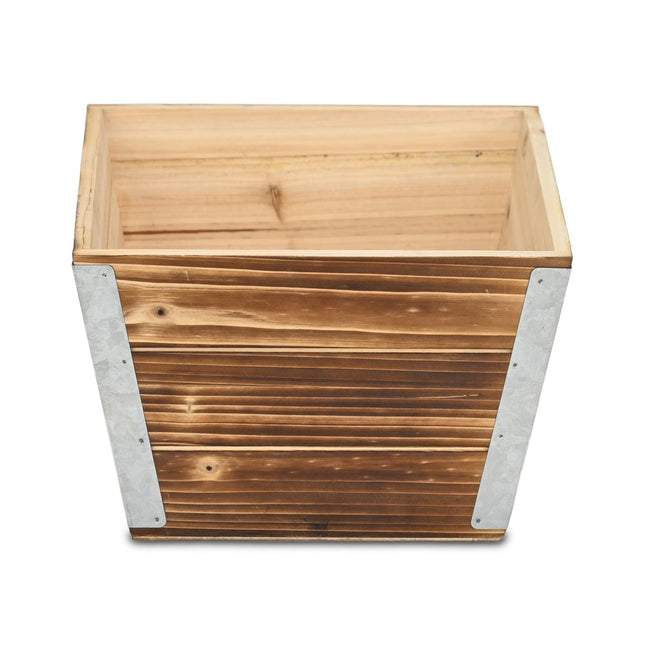 Brown Wood And Metal 300 Ounce Square Distressed Planter Box HomeRoots