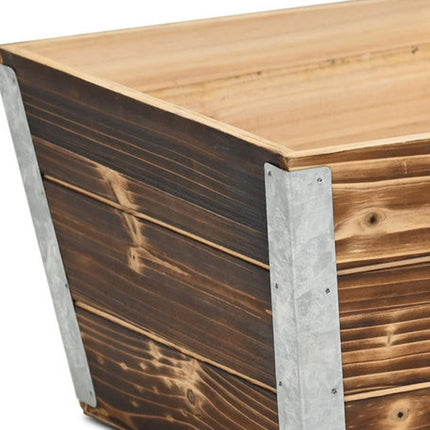 Brown Wood And Metal 300 Ounce Square Distressed Planter Box HomeRoots