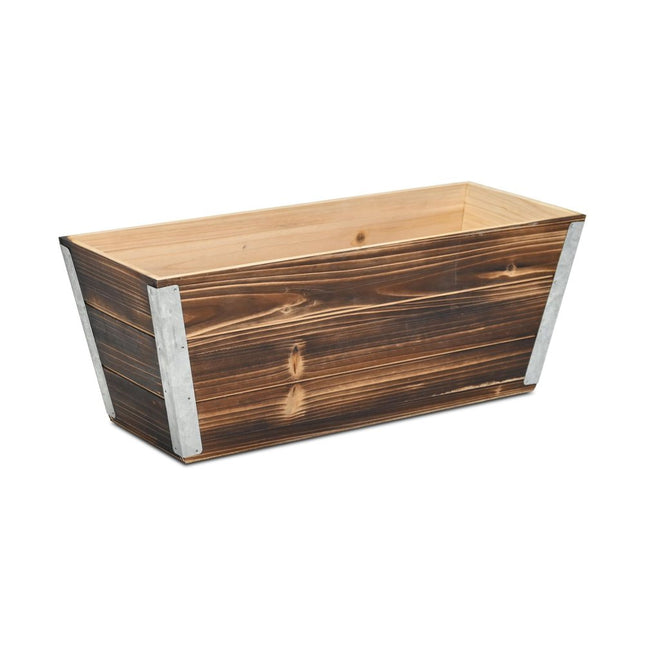 Brown Wood And Metal 700 Ounce Rectangular Distressed Planter Box HomeRoots