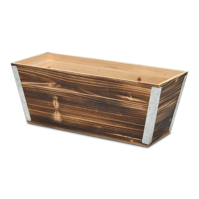Brown Wood And Metal 700 Ounce Rectangular Distressed Planter Box HomeRoots