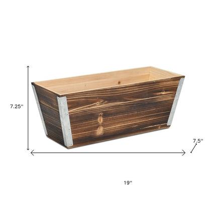 Brown Wood And Metal 700 Ounce Rectangular Distressed Planter Box HomeRoots