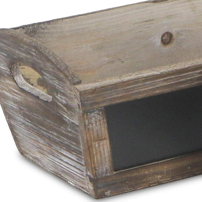 Set of Three Brown Wood Rectangular Distressed Planter Boxes HomeRoots